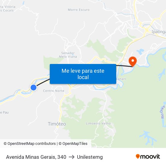 Avenida Minas Gerais, 340 to Unilestemg map
