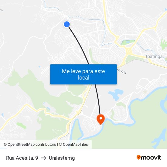 Rua Acesita, 9 to Unilestemg map
