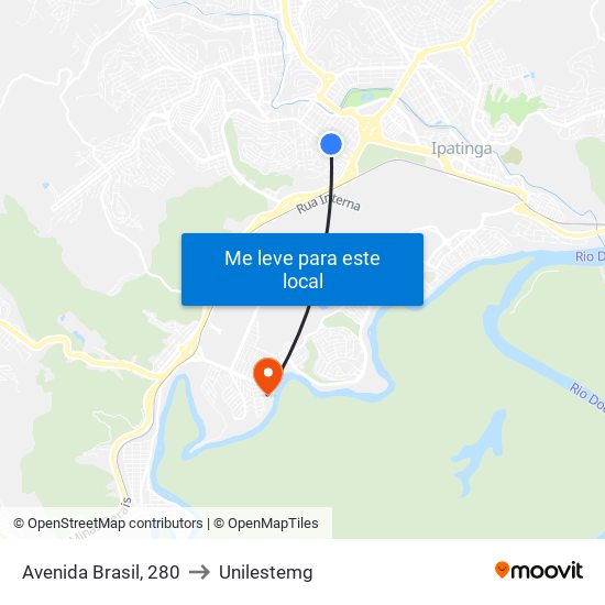 Avenida Brasil, 280 to Unilestemg map