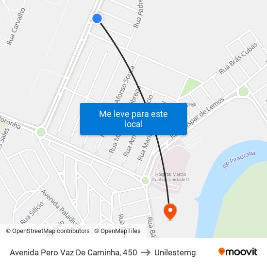 Avenida Pero Vaz De Caminha, 450 to Unilestemg map