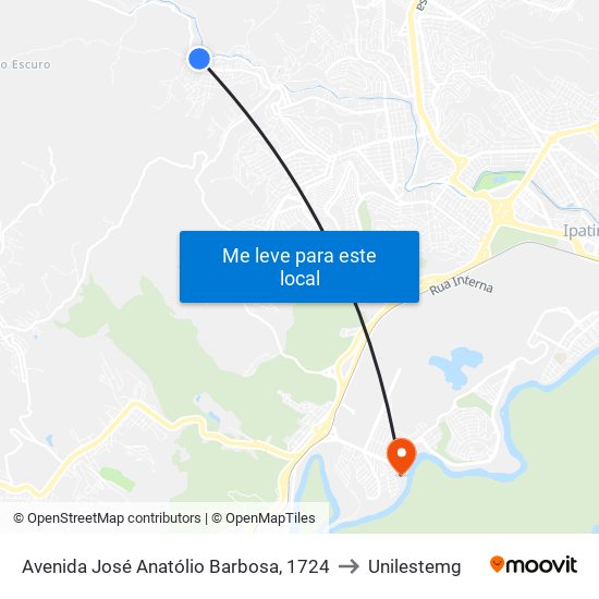 Avenida José Anatólio Barbosa, 1724 to Unilestemg map