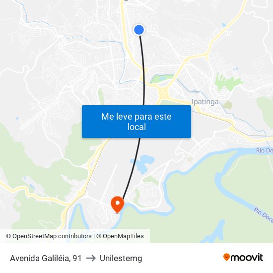 Avenida Galiléia, 91 to Unilestemg map