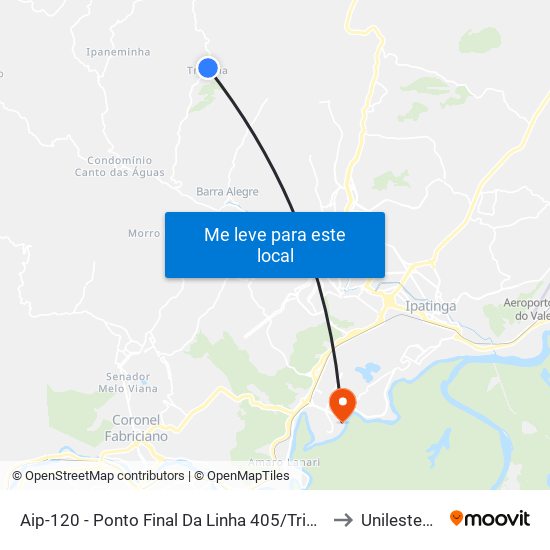 Aip-120 - Ponto Final Da Linha 405/Tribuna to Unilestemg map