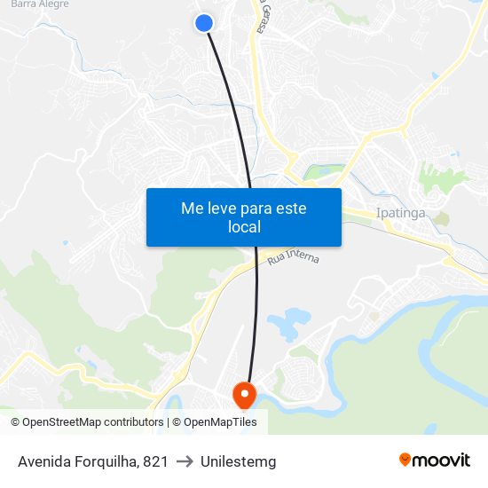 Avenida Forquilha, 821 to Unilestemg map