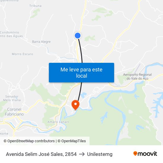 Avenida Selim José Sales, 2854 to Unilestemg map