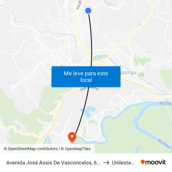 Avenida José Assis De Vasconcelos, 619 to Unilestemg map