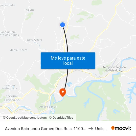 Avenida Raimundo Gomes Dos Reis, 1100 - Quiosque Dos Sonhos to Unilestemg map