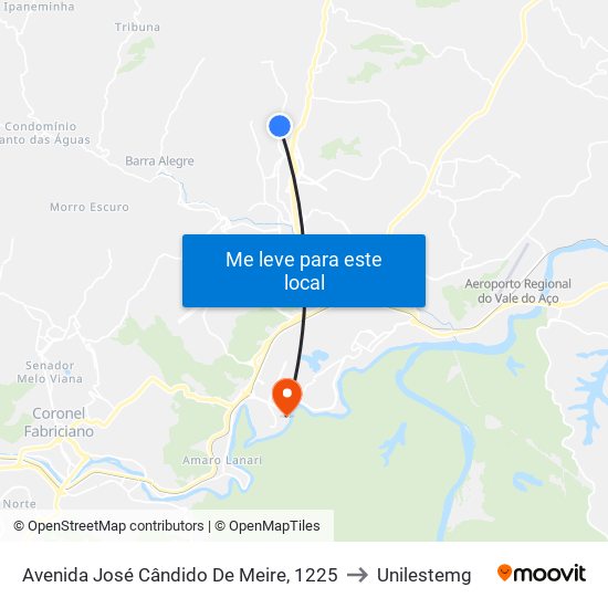 Avenida José Cândido De Meire, 1225 to Unilestemg map