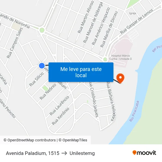 Avenida Paladium, 1515 to Unilestemg map