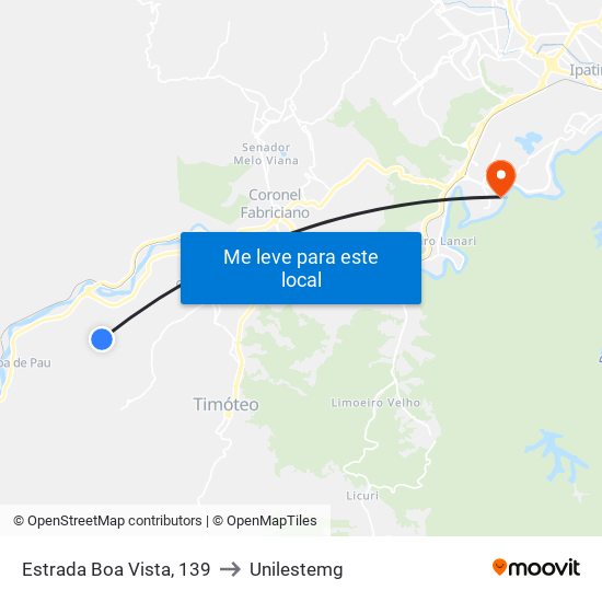 Estrada Boa Vista, 139 to Unilestemg map