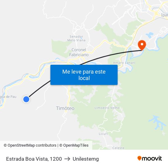 Estrada Boa Vista, 1200 to Unilestemg map