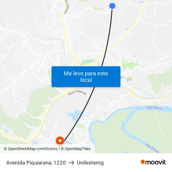 Avenida Piquiarana, 1220 to Unilestemg map
