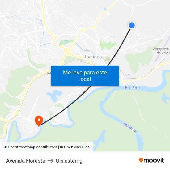 Avenida Floresta to Unilestemg map