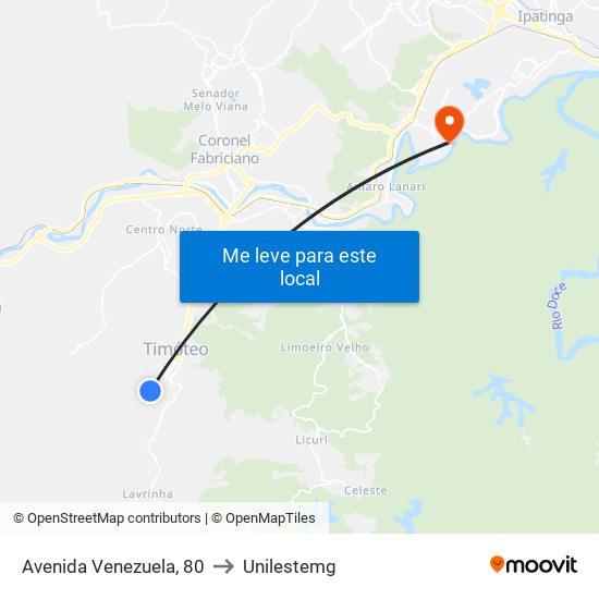 Avenida Venezuela, 80 to Unilestemg map