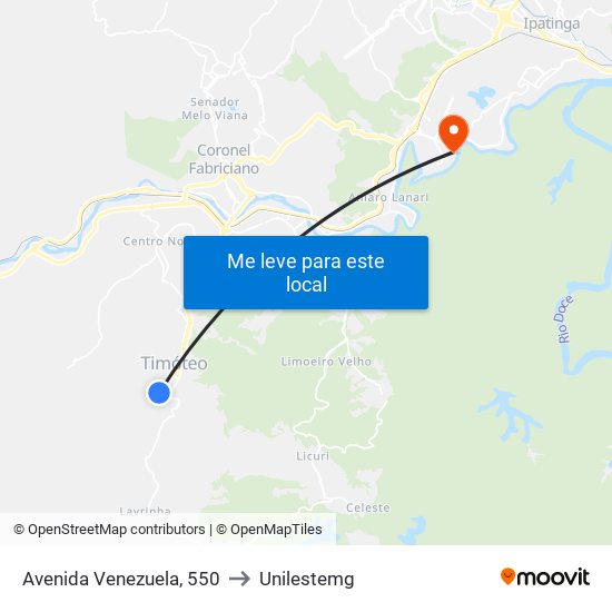 Avenida Venezuela, 550 to Unilestemg map