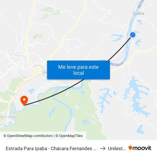 Estrada Para Ipaba - Chácara Fernandes (Sentido Br-458) to Unilestemg map