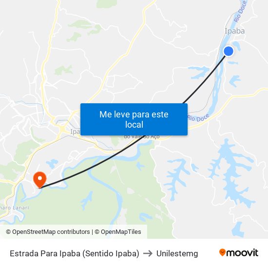 Estrada Para Ipaba (Sentido Ipaba) to Unilestemg map