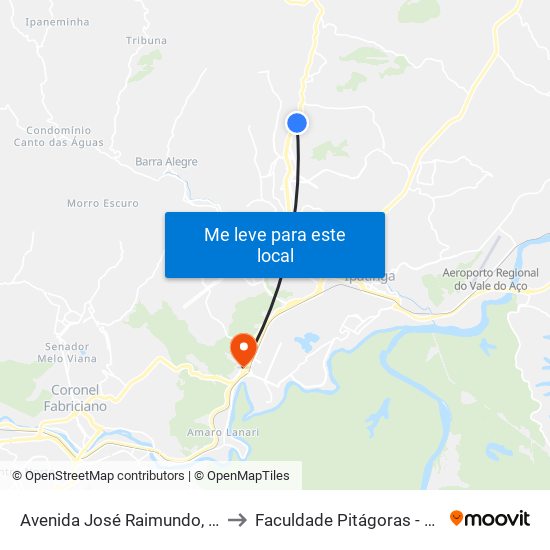 Avenida José Raimundo, 3455 to Faculdade Pitágoras - Horto map
