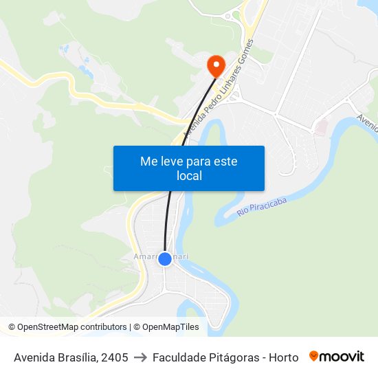 Avenida Brasília, 2405 to Faculdade Pitágoras - Horto map