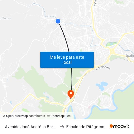 Avenida José Anatólio Barbosa, 656 to Faculdade Pitágoras - Horto map