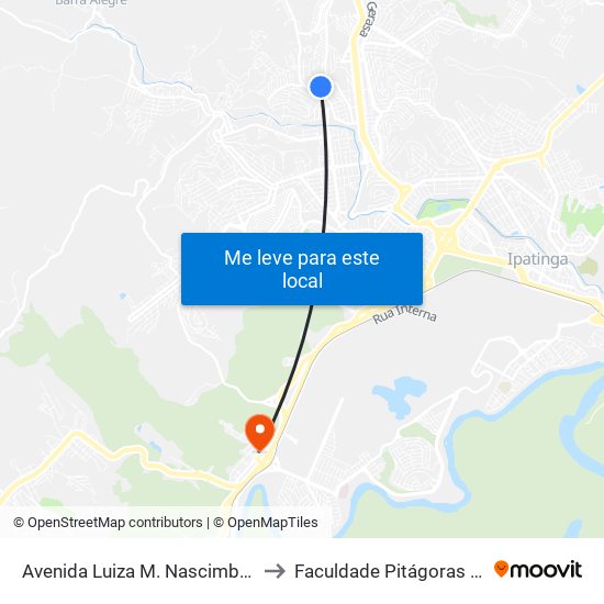 Avenida Luiza M. Nascimbene, 782 to Faculdade Pitágoras - Horto map