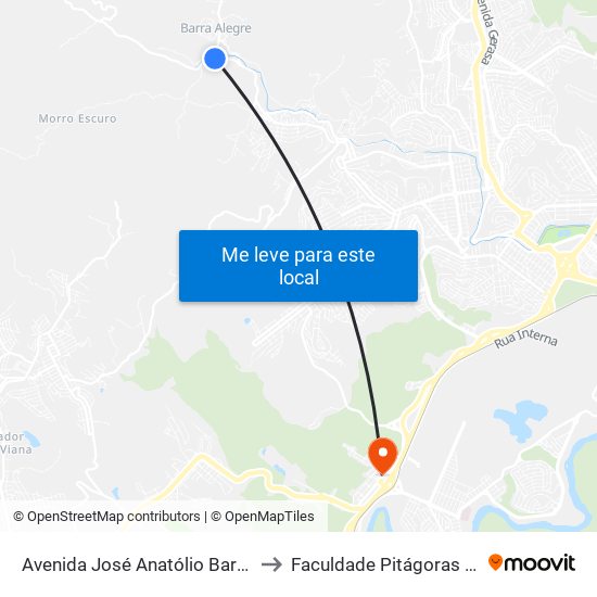 Avenida José Anatólio Barbosa, Sn to Faculdade Pitágoras - Horto map