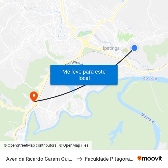 Avenida Ricardo Caram Guimarães, 18 to Faculdade Pitágoras - Horto map