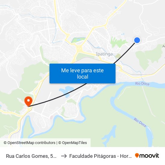 Rua Carlos Gomes, 593 to Faculdade Pitágoras - Horto map