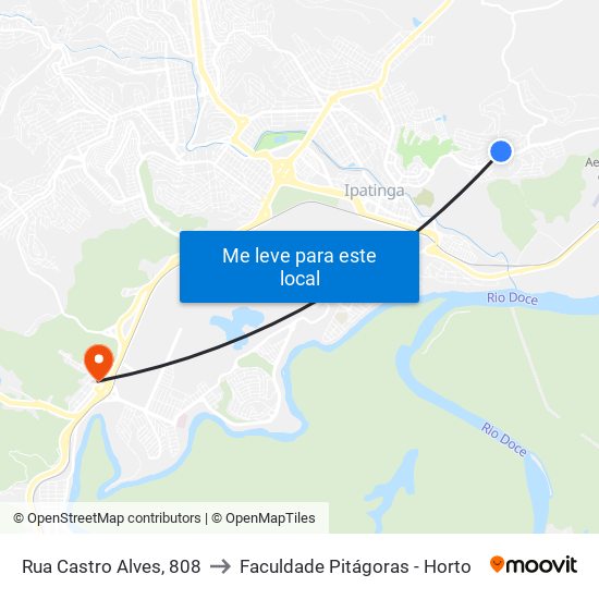 Rua Castro Alves, 808 to Faculdade Pitágoras - Horto map