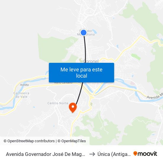 Avenida Governador José De Magalhães Pinto, 2558 to Única (Antiga Unipac) map