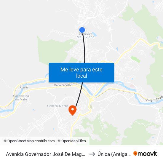 Avenida Governador José De Magalhães Pinto, 2994 to Única (Antiga Unipac) map