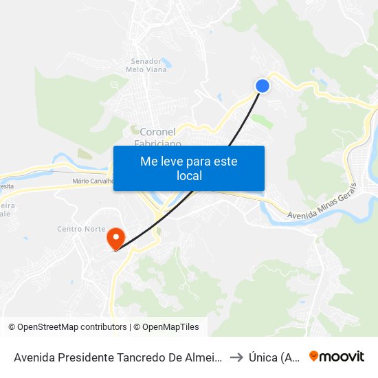 Avenida Presidente Tancredo De Almeida Neves | Empresa Gontijo De Transportes to Única (Antiga Unipac) map