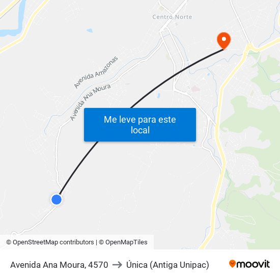 Avenida Ana Moura, 4570 to Única (Antiga Unipac) map