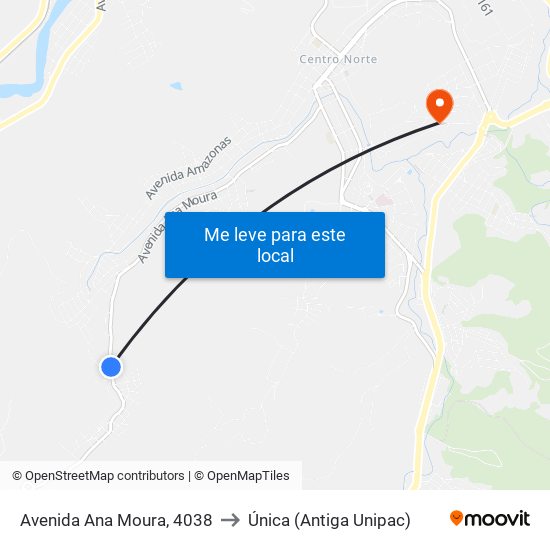 Avenida Ana Moura, 4038 to Única (Antiga Unipac) map