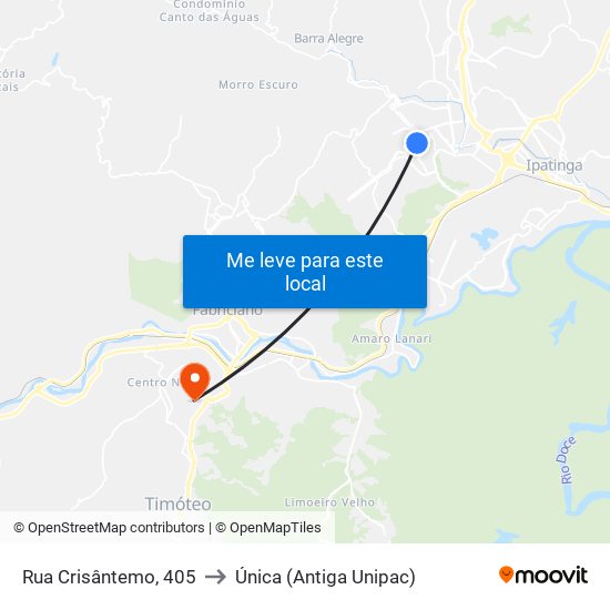 Rua Crisântemo, 405 to Única (Antiga Unipac) map