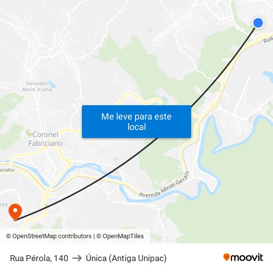 Rua Pérola, 140 to Única (Antiga Unipac) map