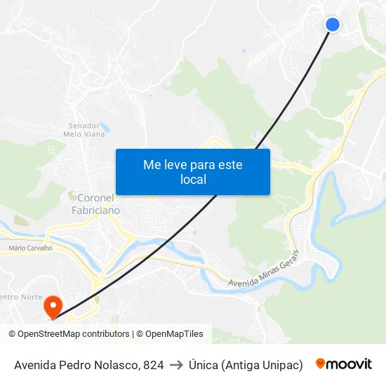 Avenida Pedro Nolasco, 824 to Única (Antiga Unipac) map