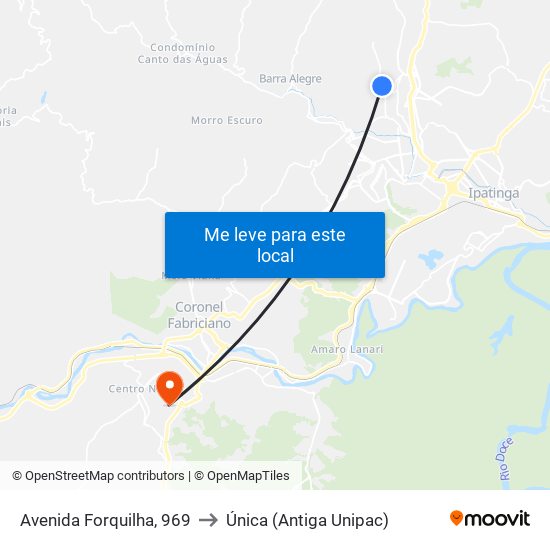 Avenida Forquilha, 969 to Única (Antiga Unipac) map