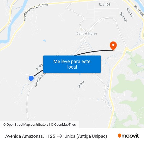 Avenida Amazonas, 1125 to Única (Antiga Unipac) map
