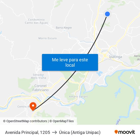 Avenida Principal, 1205 to Única (Antiga Unipac) map