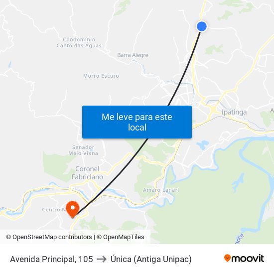 Avenida Principal, 105 to Única (Antiga Unipac) map