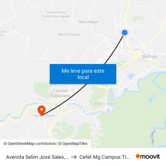 Avenida Selim José Sales, 1385 to Cefet Mg Campus Timóteo map