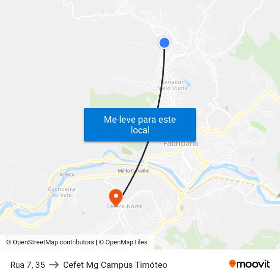 Rua 7, 35 to Cefet Mg Campus Timóteo map