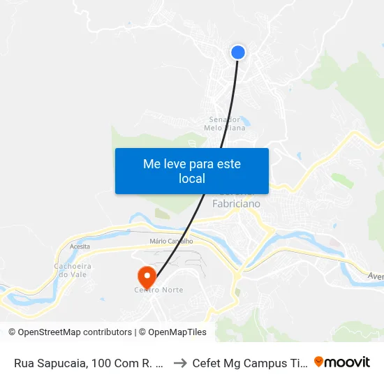 Rua Sapucaia, 100 Com R. Cerejeira to Cefet Mg Campus Timóteo map