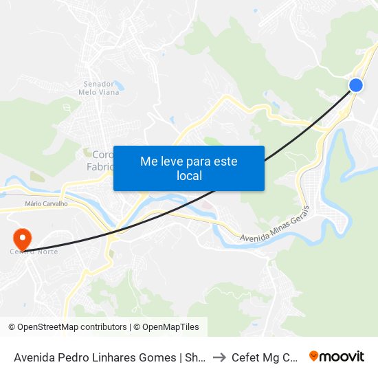 Avenida Pedro Linhares Gomes | Shopping Do Vale Do Aço (Sentido B.H.) to Cefet Mg Campus Timóteo map
