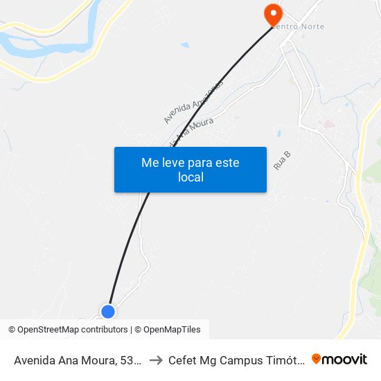 Avenida Ana Moura, 5336 to Cefet Mg Campus Timóteo map