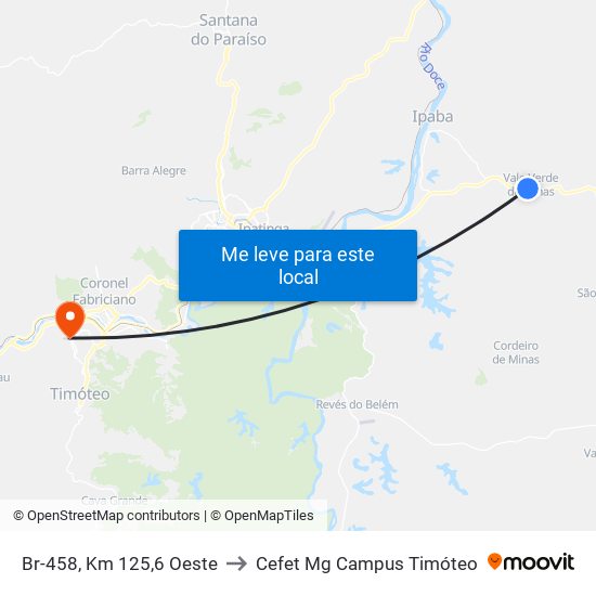 Br-458, Km 125,6 Oeste to Cefet Mg Campus Timóteo map