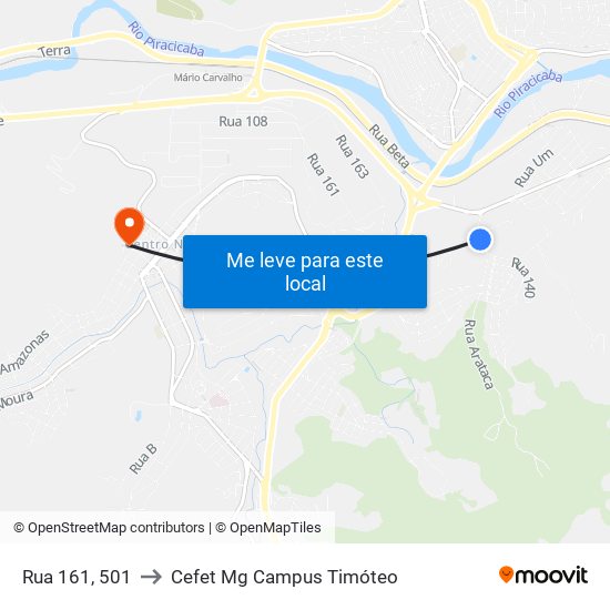 Rua 161, 501 to Cefet Mg Campus Timóteo map