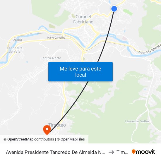 Avenida Presidente Tancredo De Almeida Neves, 3808 | Posto Ale to Timóteo map
