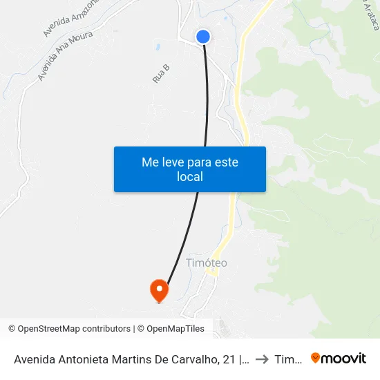 Avenida Antonieta Martins De Carvalho, 21 | Hospital Vital Brasil to Timóteo map